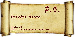 Privári Vince névjegykártya